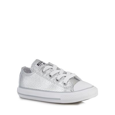 Girls' silver leather trainers